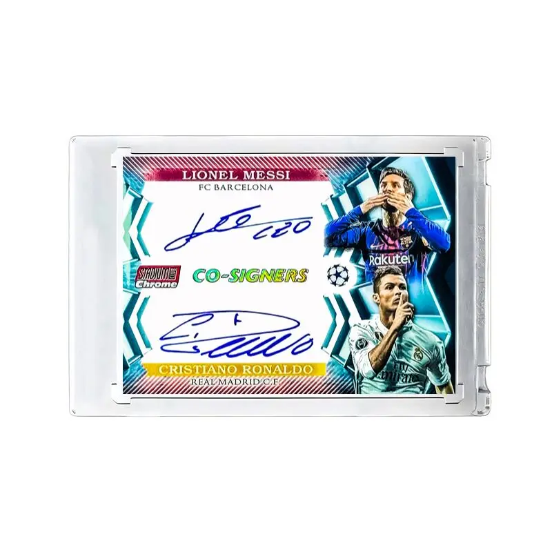 DIY Ultimate 1/1 Messi & CR7 Dual Gold Block Signature Card, Dream Birthday Gift for Football Boys, Luxury Dual Star Memorabilia - Image 2