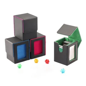 100+ Cards Deck Box Card Storage Box Premium PU Leather Container Gaming Card Holder for Collectible Trading Cards Storage﻿