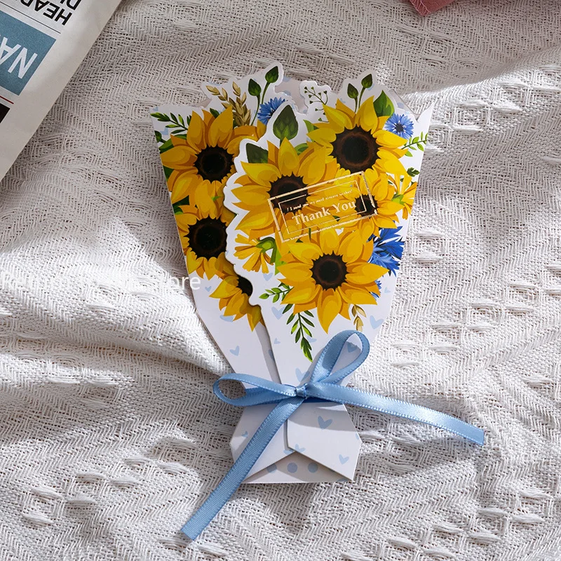 Flower Pattern 3D Foldable Bouquet Greeting Card Blessing Words Wedding Invitation DIY Card Birthday Gift Greeting Card - Image 6