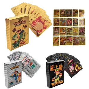 55PCS Pokemon Cards Vmax GX Gold Foil Flash Box Party Interactive Game English Spanish Colorful Game Battle Collection Card Gift