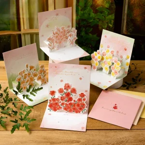 Pop up style 3D bouquet greeting card gratitude and blessings high-end handwritten letter envelope set birthday small card gift