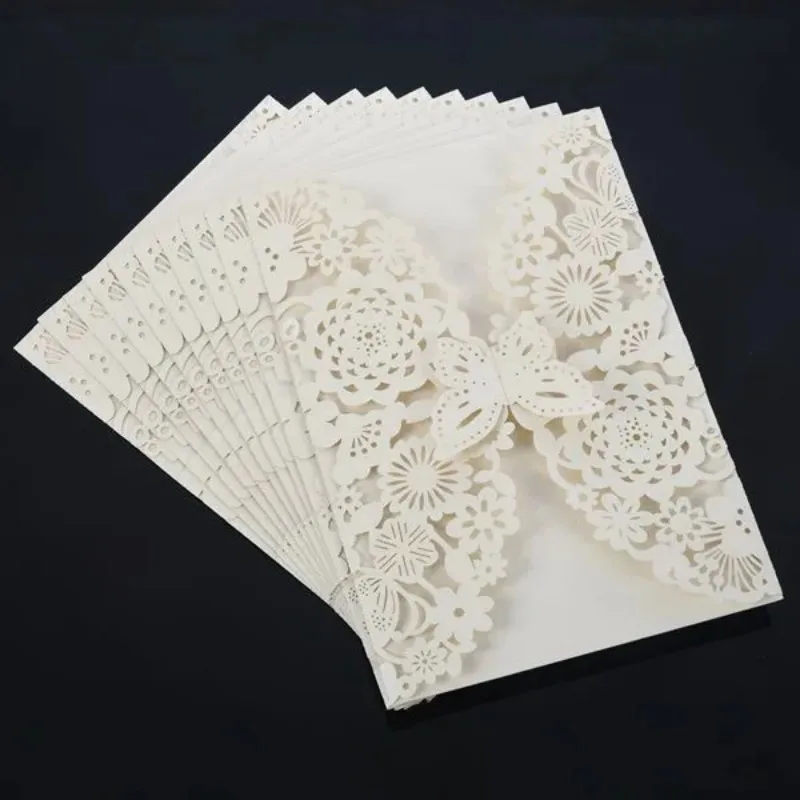 10pcs/pack Butterfly 3D Invitation Card Flower Wedding Cards Debut Invitations Birthday Laser Cut Party Cards 5x7in 5R Size - Image 3