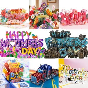 3D Creative Bouquet Gift Card for Mother Father Wife Friends Blessing Card Gift for Mothers Fathers Day Thank You Greeting Cards