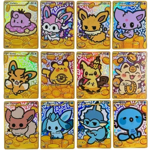 Potdemiel Pokemon Cards Gold Coin Series Kawaii PTCG Cards Eeveelution Eevee Sylveon Espeon Vaporeon Glaceon Pokemon Cards Gift