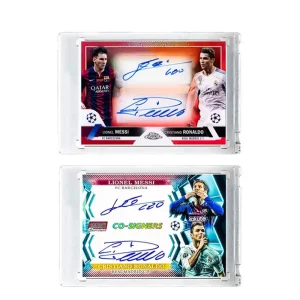 DIY Ultimate 1/1 Messi & CR7 Dual Gold Block Signature Card, Dream Birthday Gift for Football Boys, Luxury Dual Star Memorabilia
