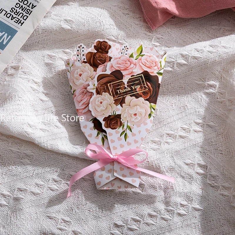 Flower Pattern 3D Foldable Bouquet Greeting Card Blessing Words Wedding Invitation DIY Card Birthday Gift Greeting Card - Image 5