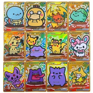 Potdemiel Pokemon PTCG Cards Holo Gengar Ditto Bulbasaur Squirtle Psyduck Snorlax Cards Q Version Collection Pokemon Cards Gift