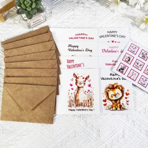 Card Set Birthday Greeting Cards Set with Envelopes and Stickers Cartoon Pattern DIY Perfect gift for family friends